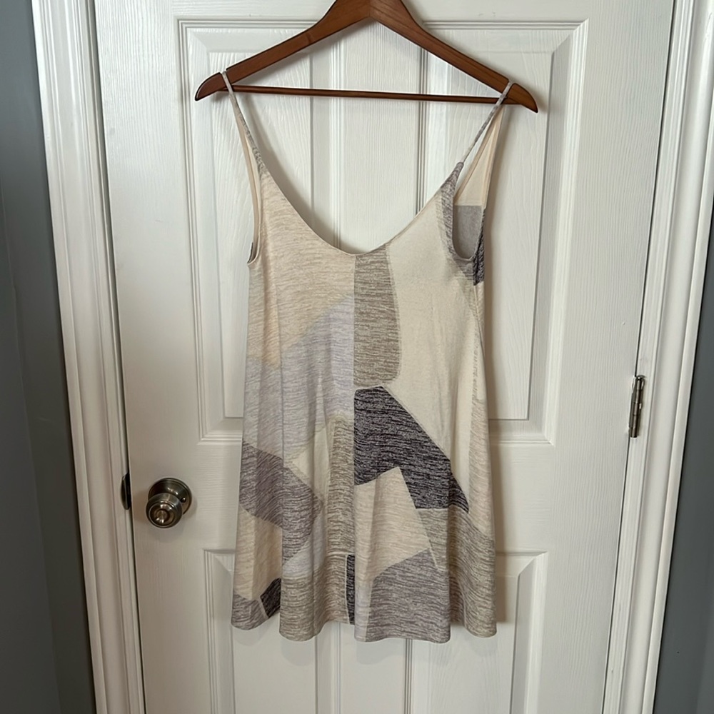 Wilfred Free beige tan purple loose fitting casual short dress